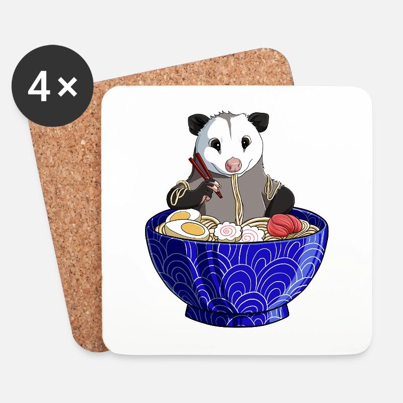 Opposum Ramen - Untersetzer (4er-Set) - Weiß