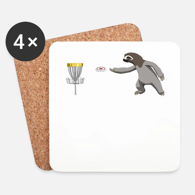 Disc Golf Faultier - Untersetzer (4er-Set) - Weiß