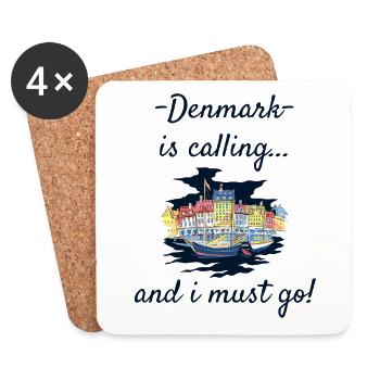 Danemark - Dessous de verre (lot de 4) - blanc - Devant