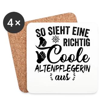 Altenpflegerin Altenpflege Pflegekraft Geschenk - Untersetzer (4er-Set) - Weiß - Vorne
