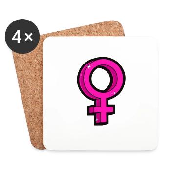 Symbole de la femme - Dessous de verre (lot de 4) - blanc - Devant