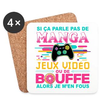 Manga Jeux vidéo Bouffe - Geek Humour Console - Dessous de verre (lot de 4) - blanc - Devant