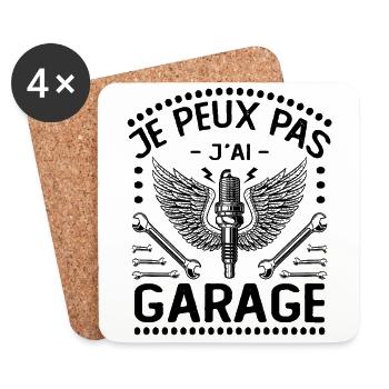 Je Peux Pas J'ai Garage - Dessous de verre (lot de 4) - blanc - Devant