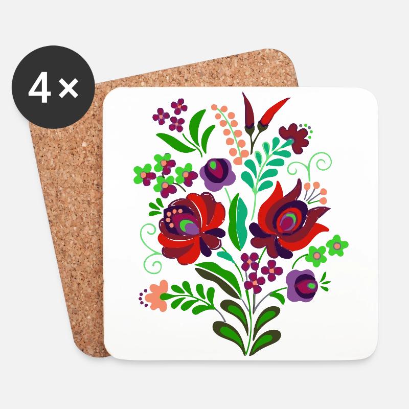 ungarische blumen, blumen, paprika. chilli,ungarn - Untersetzer (4er-Set) - Weiß