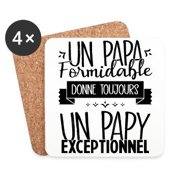 Un Papa Formidable donne un Papy Exceptionnel - Dessous de verre (lot de 4) - blanc - Devant