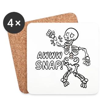 Awww Snap Skeleton Broken Bones - Coasters (set of 4) - white - Front