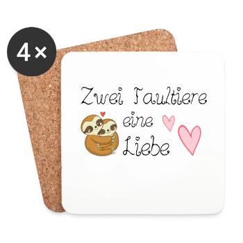verliebte Faultiere - Untersetzer (4er-Set) - Weiß - Vorne