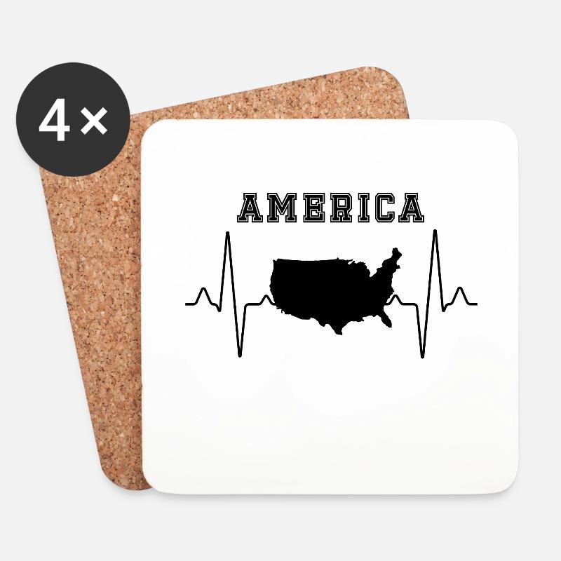 Amerika Herzschlag - Untersetzer (4er-Set) - Weiß