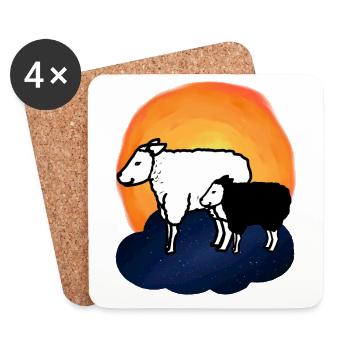 Starry Sky Sheep Sheep Lamb Heavenly - Coasters (set of 4) - white - Front