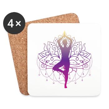 Baum Yoga Pose - Untersetzer (4er-Set) - Weiß - Vorne