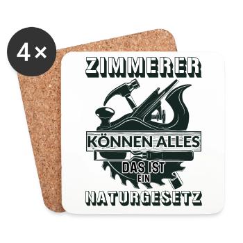 Zimmerer Werkzeug Säge Zimmerei Geschenk Spruch - Untersetzer (4er-Set) - Weiß - Vorne