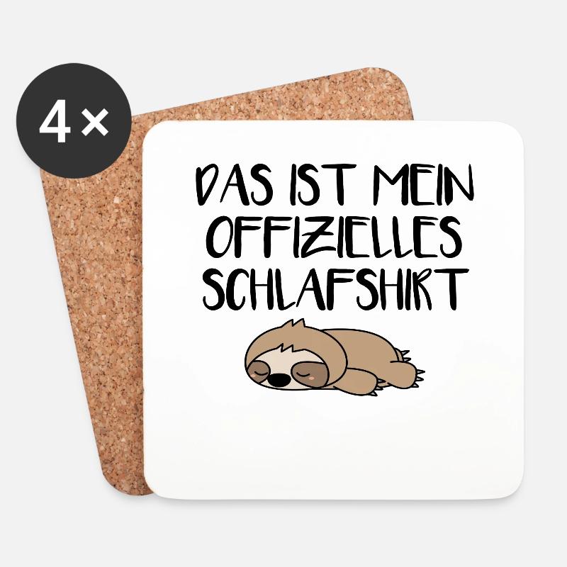 Faultier Schlafshirt - Untersetzer (4er-Set) - Weiß