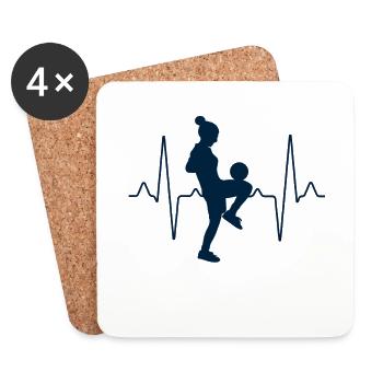 Fête des Mères Football Battement de coeur - Dessous de verre (lot de 4) - blanc - Devant