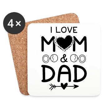 bébé amour maman et papa - Dessous de verre (lot de 4) - blanc - Devant