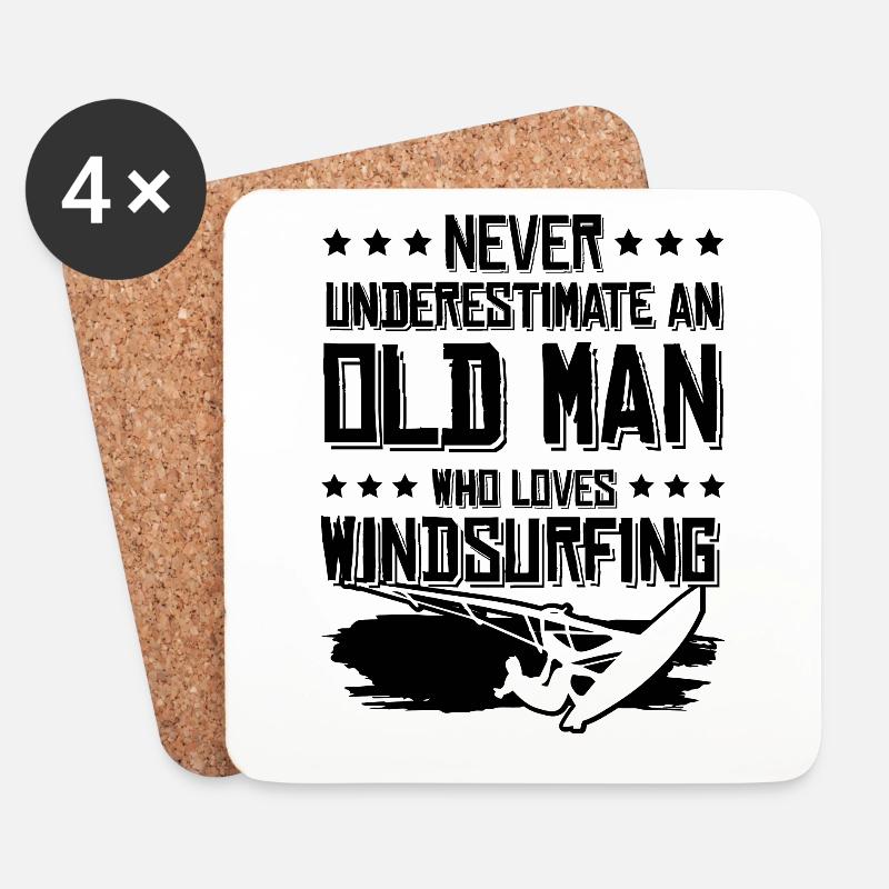 alter mann Windsurfing - Untersetzer (4er-Set) - Weiß