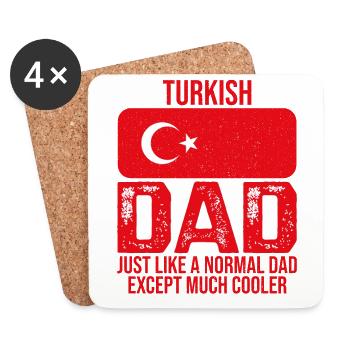 Turkish Dad drapeau turc pour la fête des pères - Dessous de verre (lot de 4) - blanc - Devant