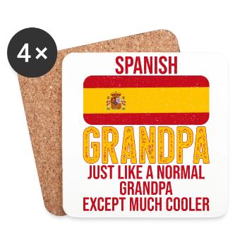 Spanish Grandpa drapeau d’Espagne pour la fête des Pères - Dessous de verre (lot de 4) - blanc - Devant