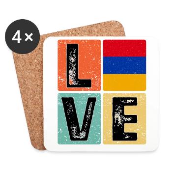 I Love Armenia Flag for Armenian Pride - Coasters (set of 4) - white - Front