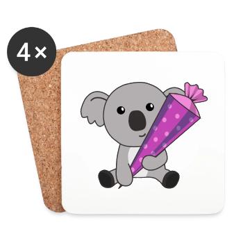 Endlich Schulkind Koala Schultüte Einschulung - Untersetzer (4er-Set) - Weiß - Vorne