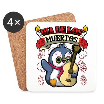 Dia De Los Muertos Animals Penguin - Untersetzer (4er-Set) - Weiß - Vorne