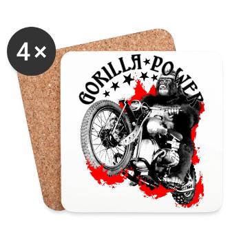 Gorilla Biker Power Motorrad - Untersetzer (4er-Set) - Weiß - Vorne