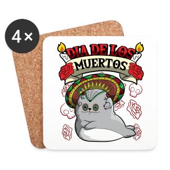 Dia De Los Muertos Animals Seal - Untersetzer (4er-Set) - Weiß - Vorne