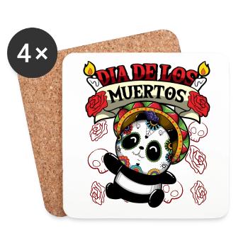 Dia De Los Muertos Animals Panda - Untersetzer (4er-Set) - Weiß - Vorne