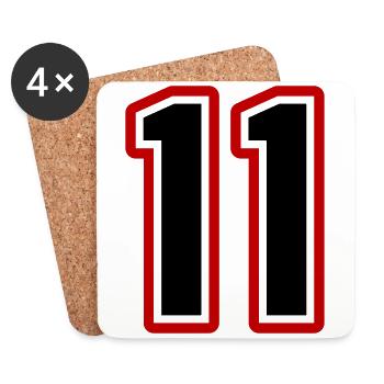 11 Zahl symbol - Untersetzer (4er-Set) - Weiß - Vorne