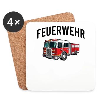 Feuerwehr - Untersetzer (4er-Set) - Weiß - Vorne