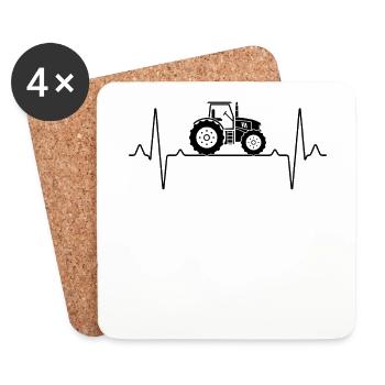Traktor Herzschlag - Untersetzer (4er-Set) - Weiß - Vorne