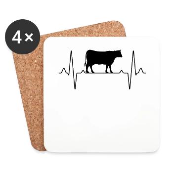 Kuh Rind Herzschlag - Untersetzer (4er-Set) - Weiß - Vorne