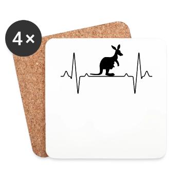 Kangaroo Australien Herzschlag - Untersetzer (4er-Set) - Weiß - Vorne