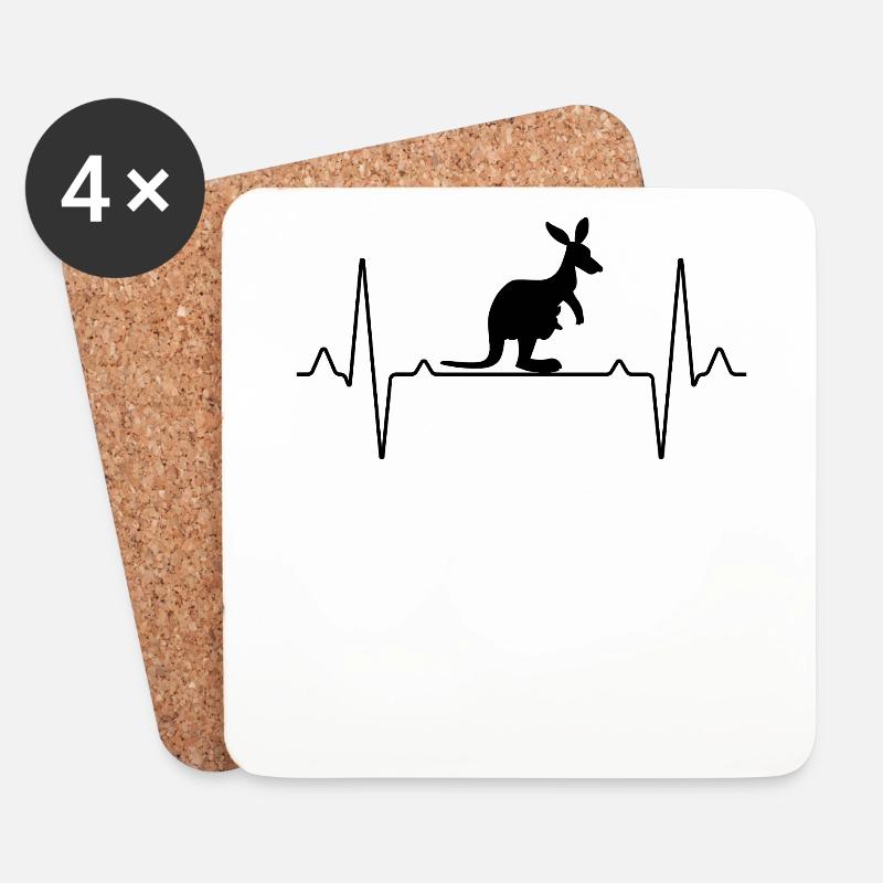 Kangaroo Australien Herzschlag - Untersetzer (4er-Set) - Weiß