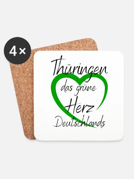 Thüringen -Thüringen das grüne Herz Deutschlands - Untersetzer (4er-Set) - Weiß