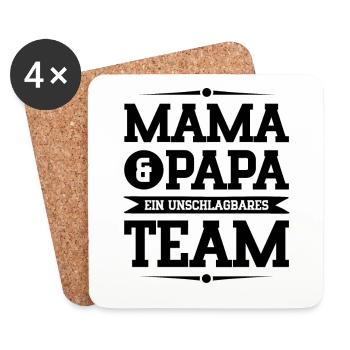 mama und papa team - Untersetzer (4er-Set) - Weiß - Vorne