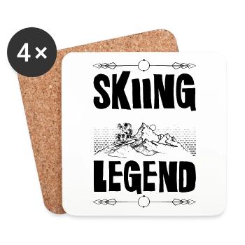Légende du ski - Dessous de verre (lot de 4) - blanc - Devant