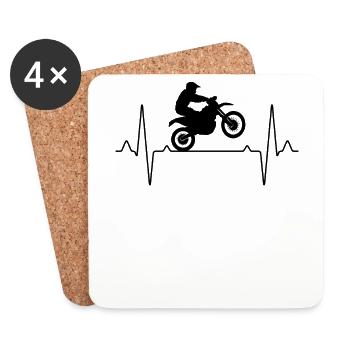 Motocross Heartbeat - Dessous de verre (lot de 4) - blanc - Devant