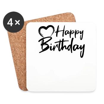 Happy Birthday - Untersetzer (4er-Set) - Weiß - Vorne