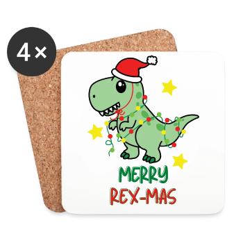 Merry Rex-Mas Ugly Christmas XMAS X-Mas - Coasters (set of 4) - white - Front