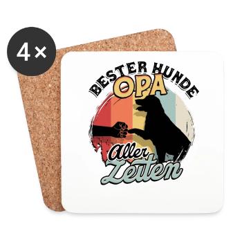 Bester Hunde Opa Aller Zeiten Hundeopa Geschenk - Untersetzer (4er-Set) - Weiß - Vorne