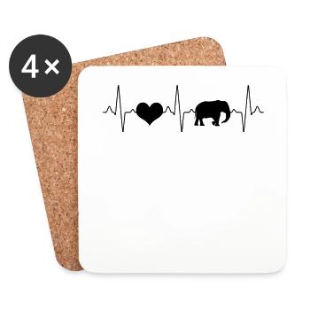 Elephant Heartbeat - Coasters (set of 4) - white - Front