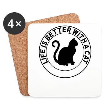 Dicton amoureux des chats - Dessous de verre (lot de 4) - blanc - Devant