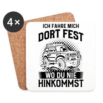 Offroader Offroad Spruch Outdoor Witz Dachzelt - Untersetzer (4er-Set) - Weiß - Vorne