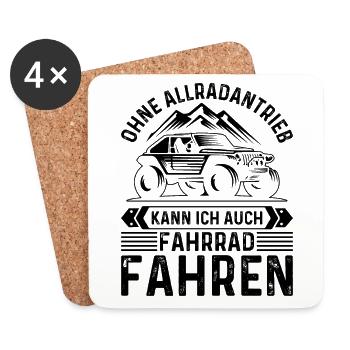 Geländewagen Matsch Allrad Reisefahrzeug Offroad - Untersetzer (4er-Set) - Weiß - Vorne