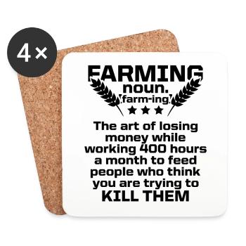 farming farmer - Coasters (set of 4) - white - Front
