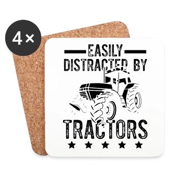 tractor farmer - Coasters (set of 4) - white - Front