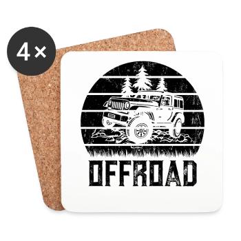 Offroad Urlaub Geländewagen Offroader Outdoor - Untersetzer (4er-Set) - Weiß - Vorne