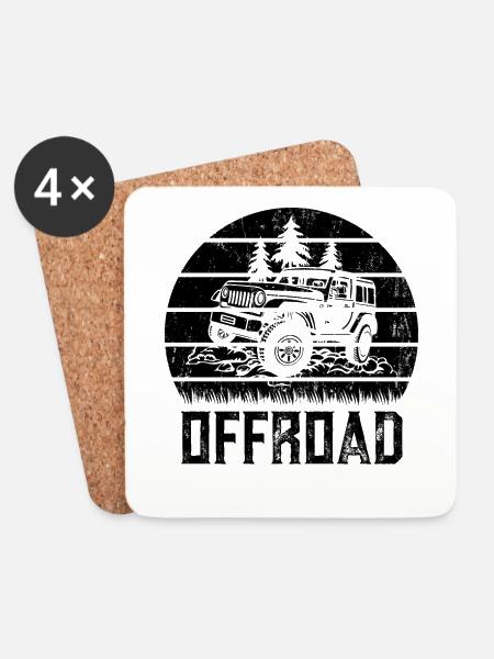 Offroad Urlaub Geländewagen Offroader Outdoor - Untersetzer (4er-Set) - Weiß