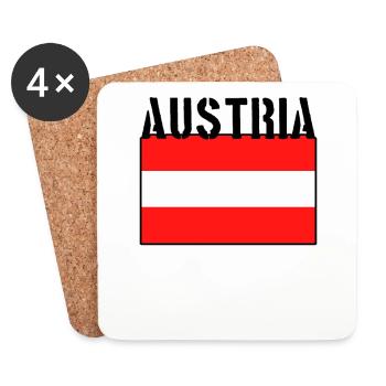 Drapeau de l’Autriche - Dessous de verre (lot de 4) - blanc - Devant