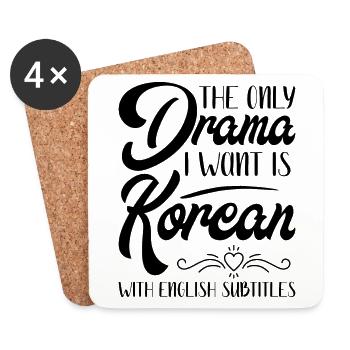 K-Drama Kdrama Corée du Sud Hallyu K-Drama - Dessous de verre (lot de 4) - blanc - Devant